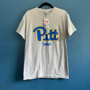Gray Pitt Dad‎ T Shirt Men's Size Medium NWT Grey Blue Yellow Crewneck Classic
